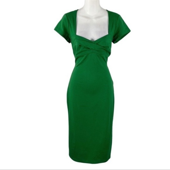 Kk21 Dresses | Kk 2 Vintage Emerald Green Trendy And Stylish Square Neck Wiggle Dress | Color: Green | Size: 4 | Queenredika's Closet